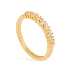 Anel Aparador Dourado com 7 Pedras de Zircônias