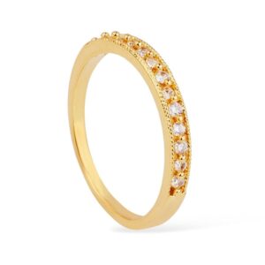 Anel Dourado Aparador Cravejado de Zircônia