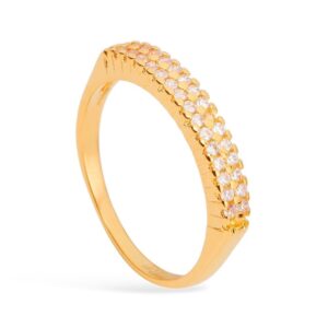 Anel Dourado Aparador Cravejado de Zircônia