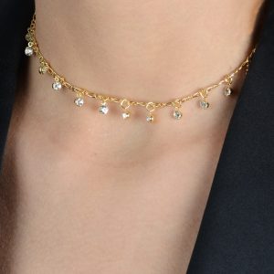 Chocker Dourada com Pontos de Luz e Extensor Ajustável