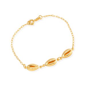 Pulseira Dourada com Pingentes de Búzios